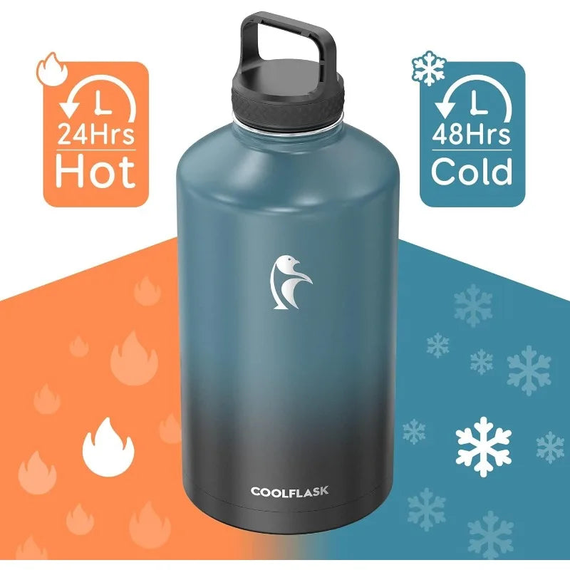 128 Ounce Insulated Water Bottle with Straw and Lids