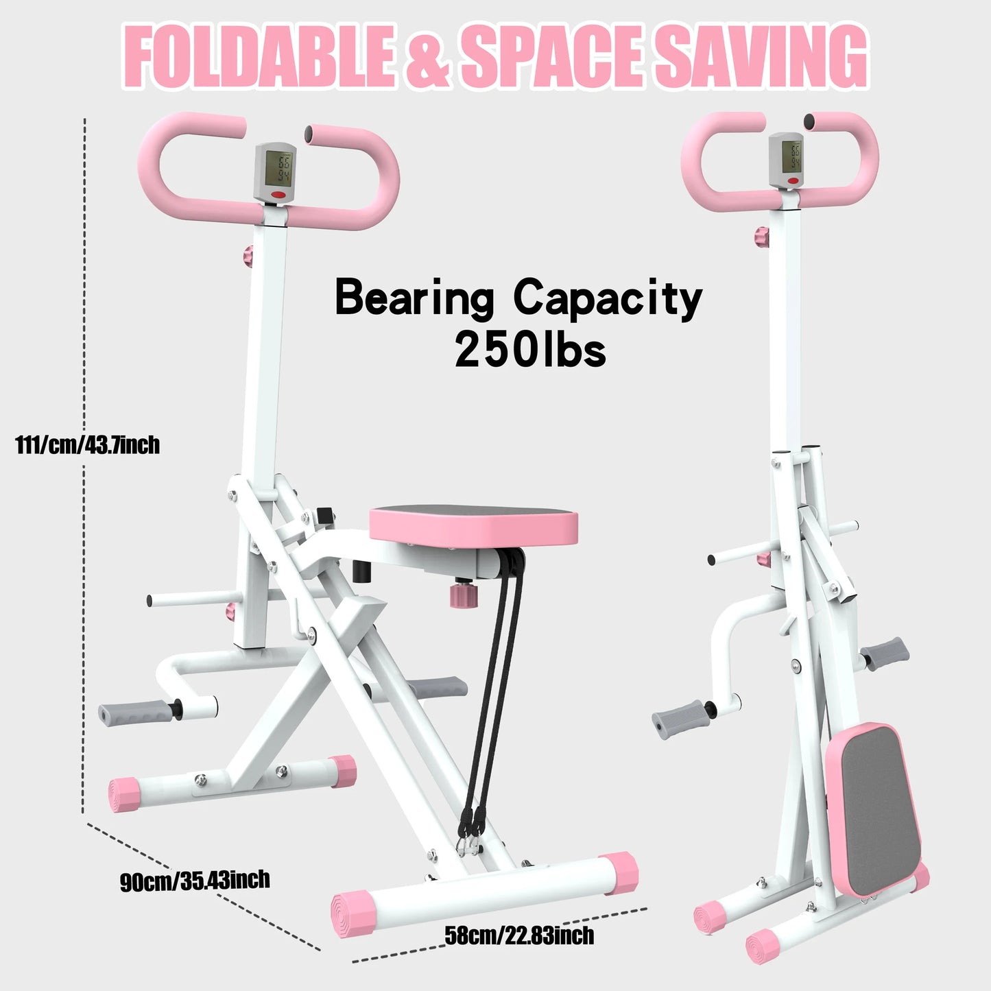 Foldable Squat Machine With Resistance Band For Glutes