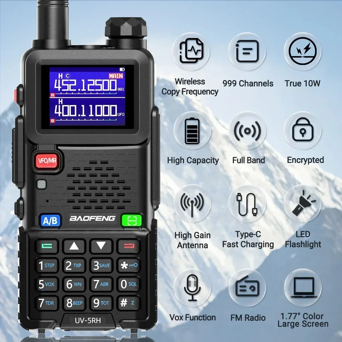 Baofeng UV-5RH 10W Full Bands Walkie Talkie Transceiver - Arthur's Wellness Emporium