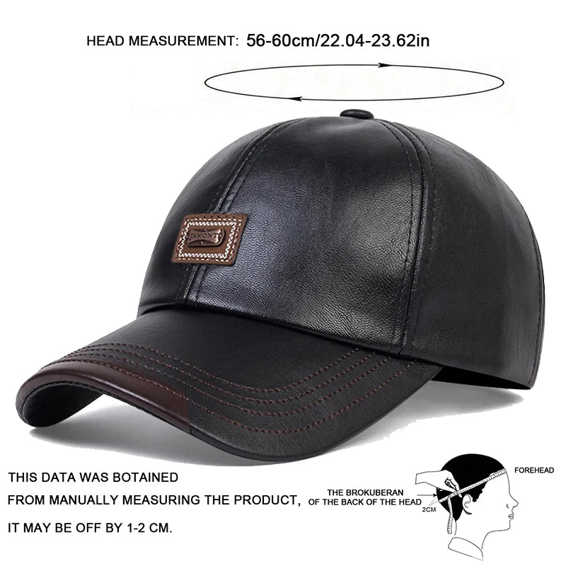 Unisex PU Leather Letter Patch Baseball Cap Adjustable - Arthur's Wellness Emporium