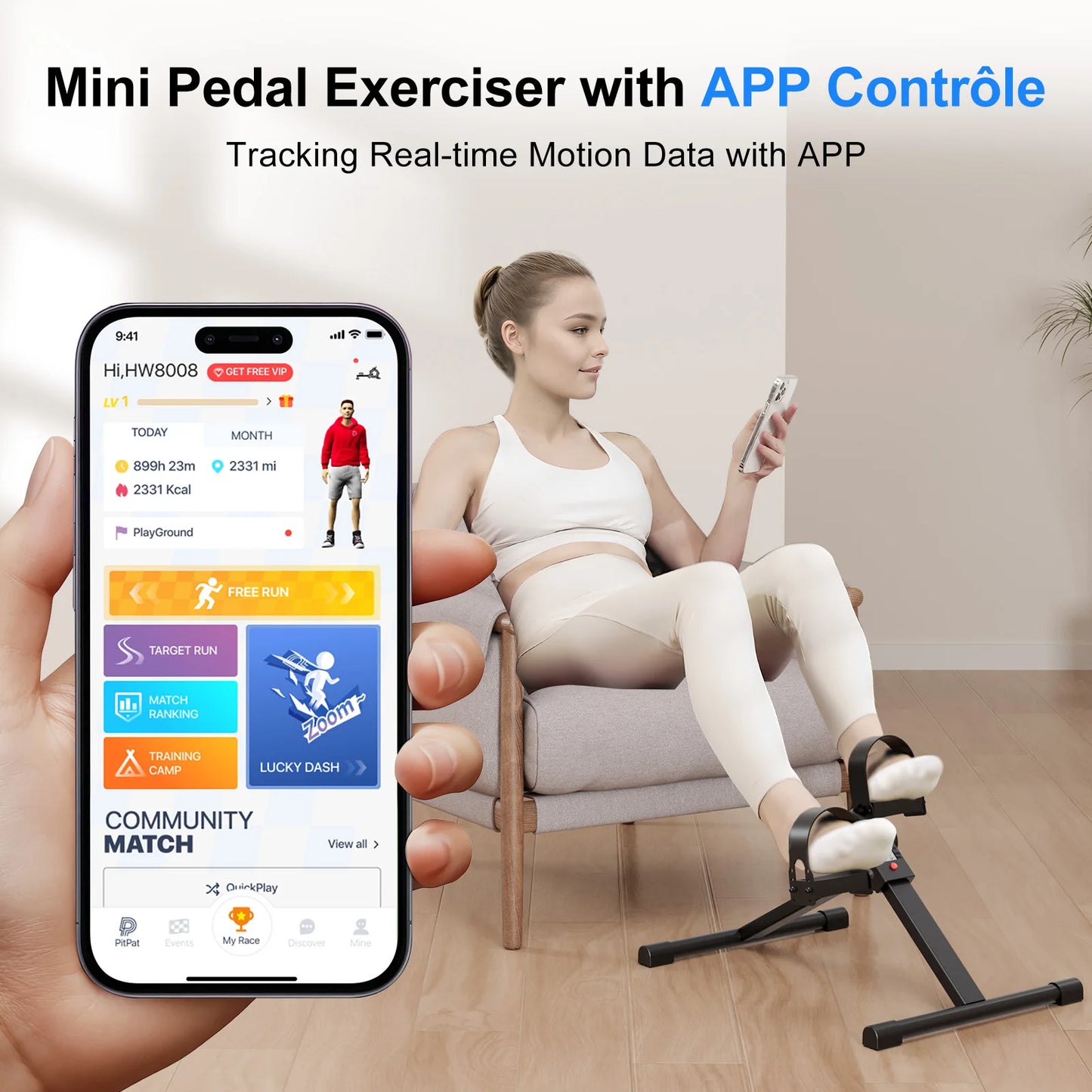 Under Desk Bike Pedal Mini Exerciser With Display Console