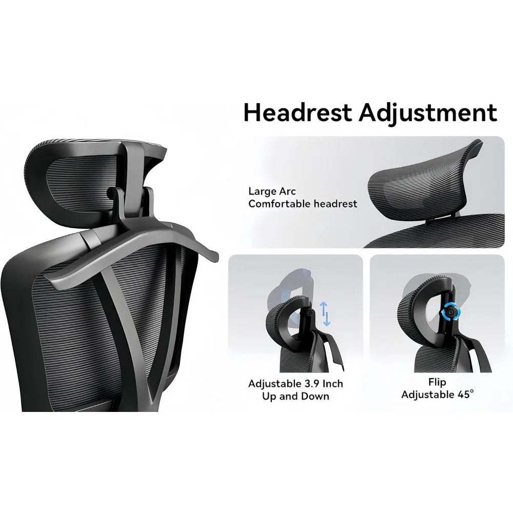 Ergonomic Office Chair with Adjustable Headrest and Armrests