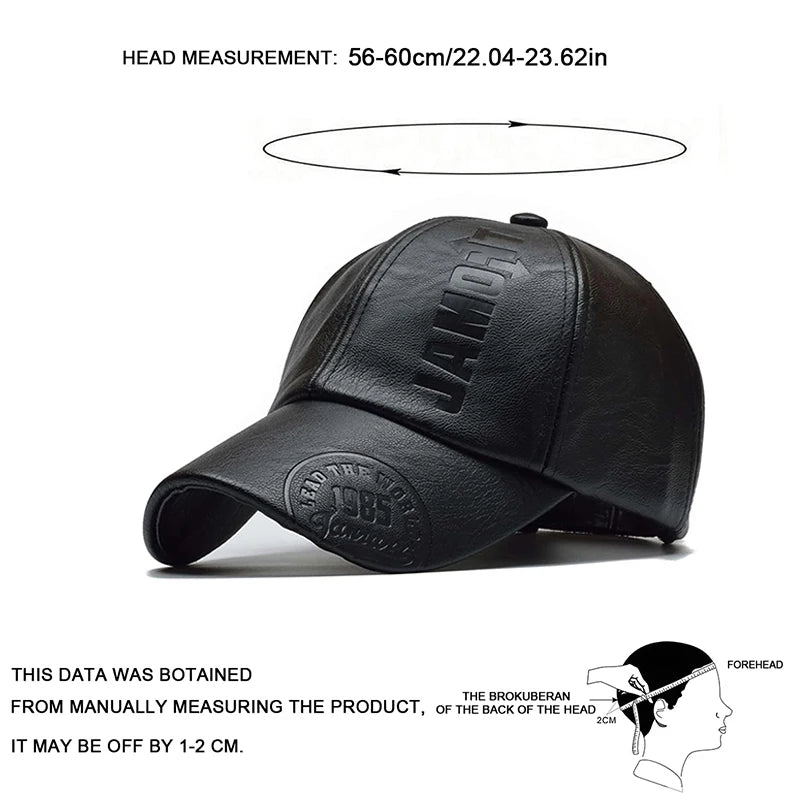 Unisex PU Leather Letter Print Baseball Cap for All Seasons