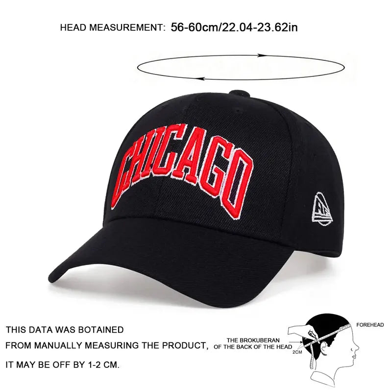 Unisex Chicago Letter Embroidery Baseball Cap for All Seasons
