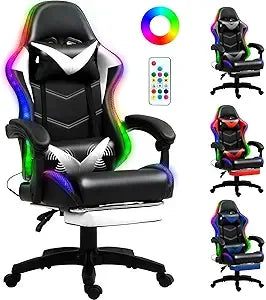 Racing Style Gaming Chair with RGB Lights and Lumbar Support
