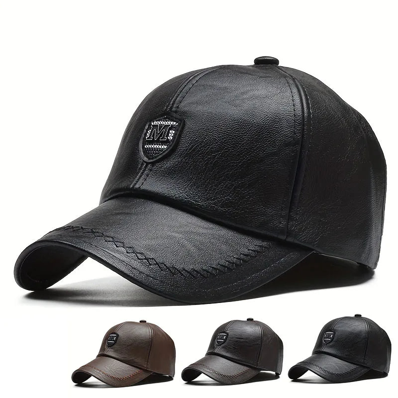Unisex PU Leather Baseball Cap Adjustable Outdoor Hat
