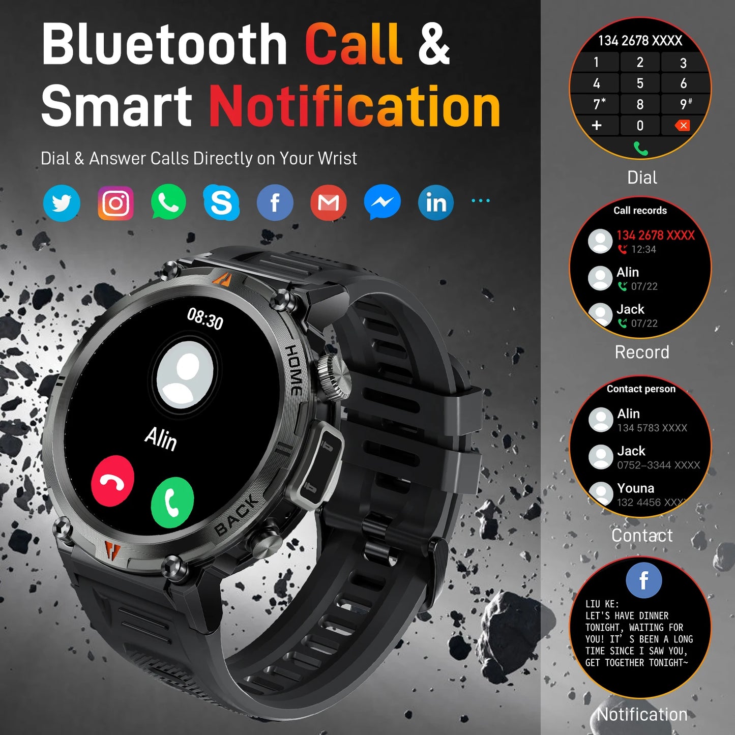 LaNikar KE3 Smart Watch Bluetooth Call Health Monitor Android - Arthur's Wellness Emporium