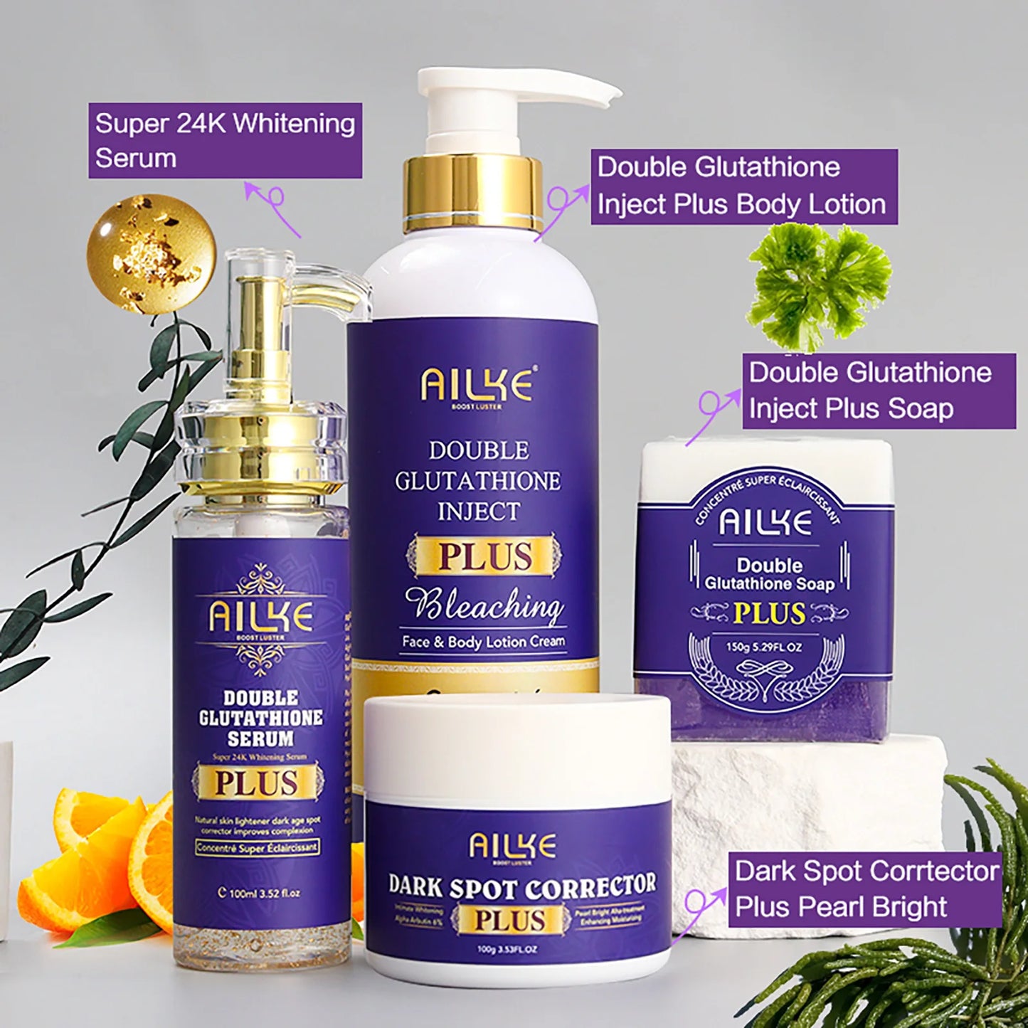 AILKE Glutathione Plus Skin Care Set Whitening Lotion - Arthur's Wellness Emporium