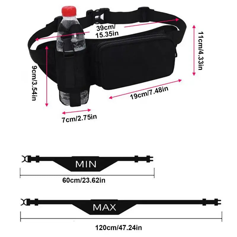 Water Bottle Fanny Pack Adjustable Waist Bag for Outdoor Use