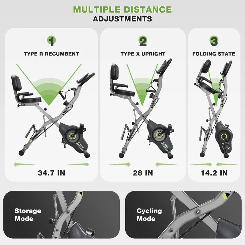 5 In 1 Folding Exercise Bike With Magnetic Resistance