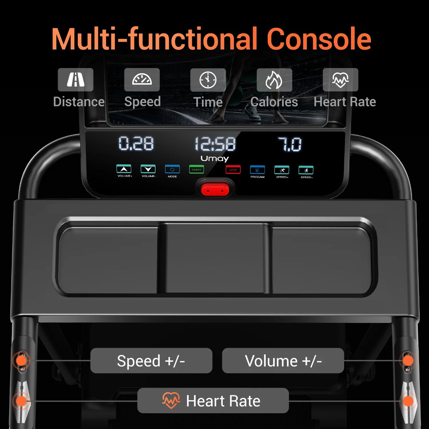 3.0HP Brushless Foldable Home Treadmill With HR Monitor
