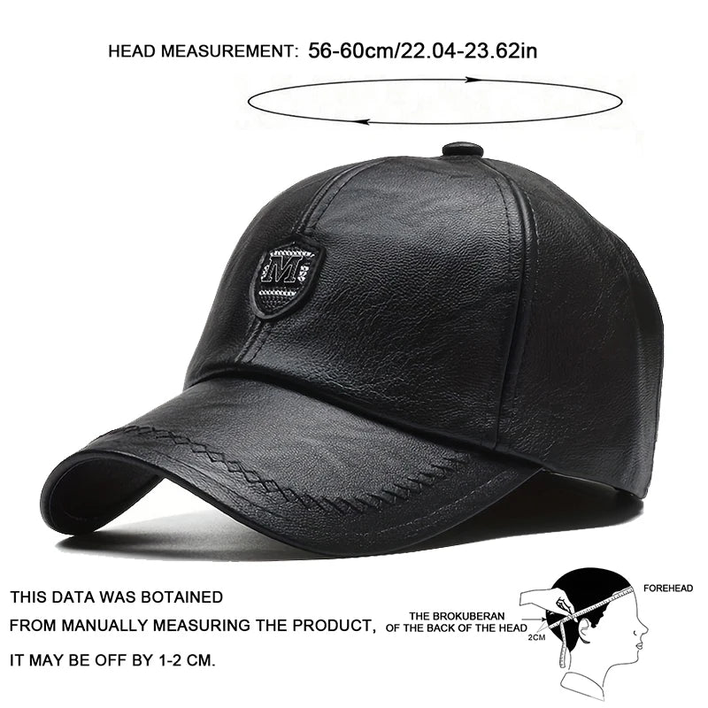 Unisex PU Leather Baseball Cap Adjustable Outdoor Hat