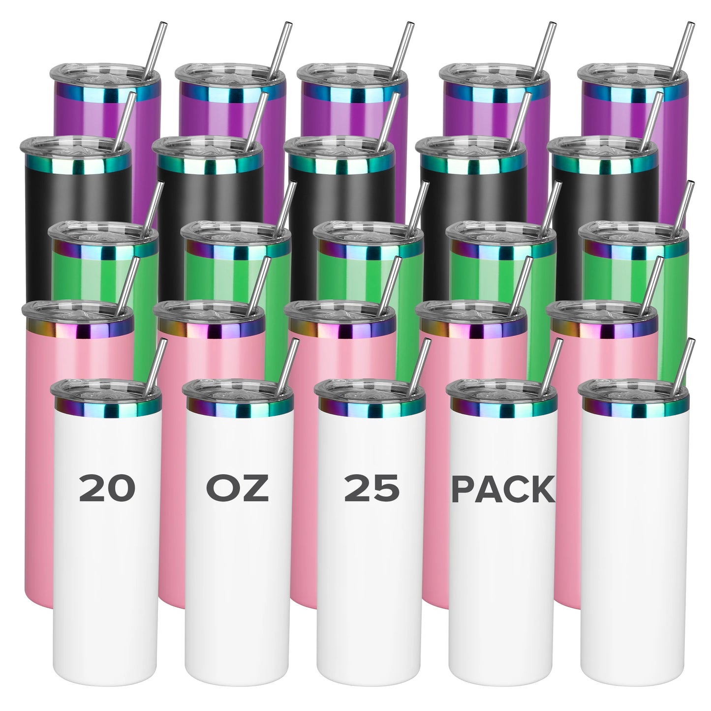 25 Pack 20OZ Powder Coated Vacuum Tumblers in Stylish Colors