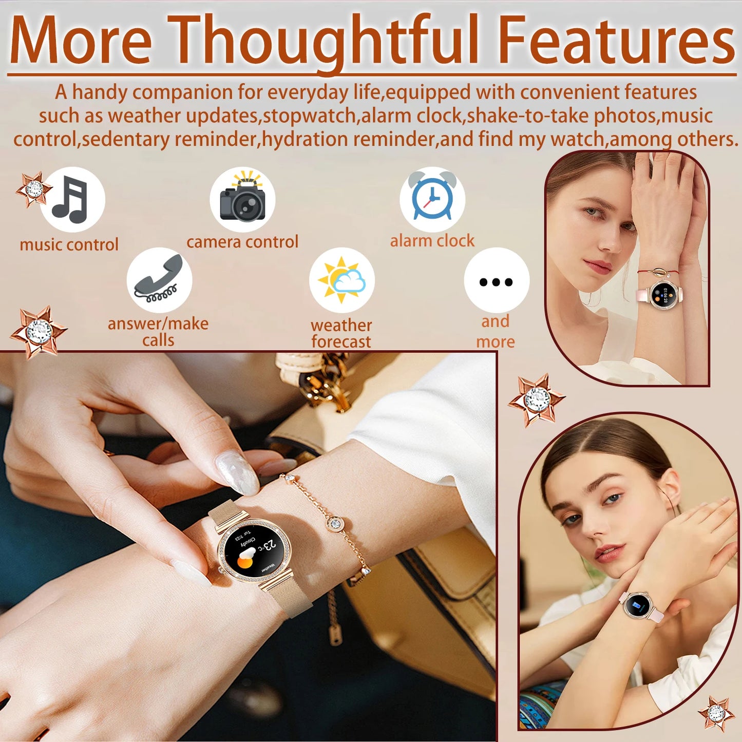 INNOFOVO Women Smartwatch 1.29 Inch Touchscreen Bluetooth