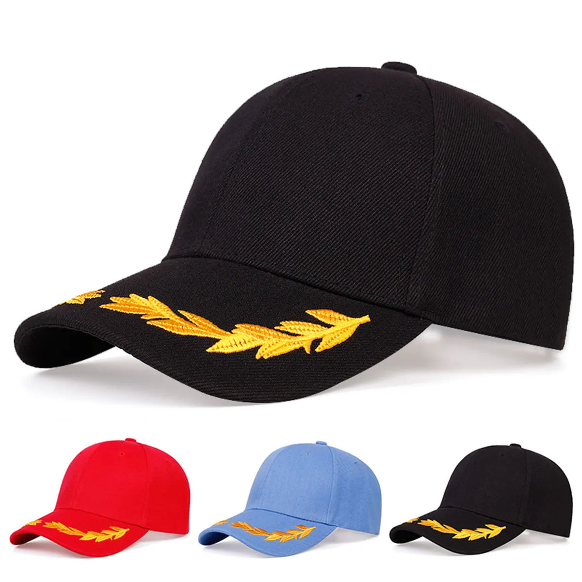 Unisex Wheat Embroidered Baseball Cap for Outdoor Travel