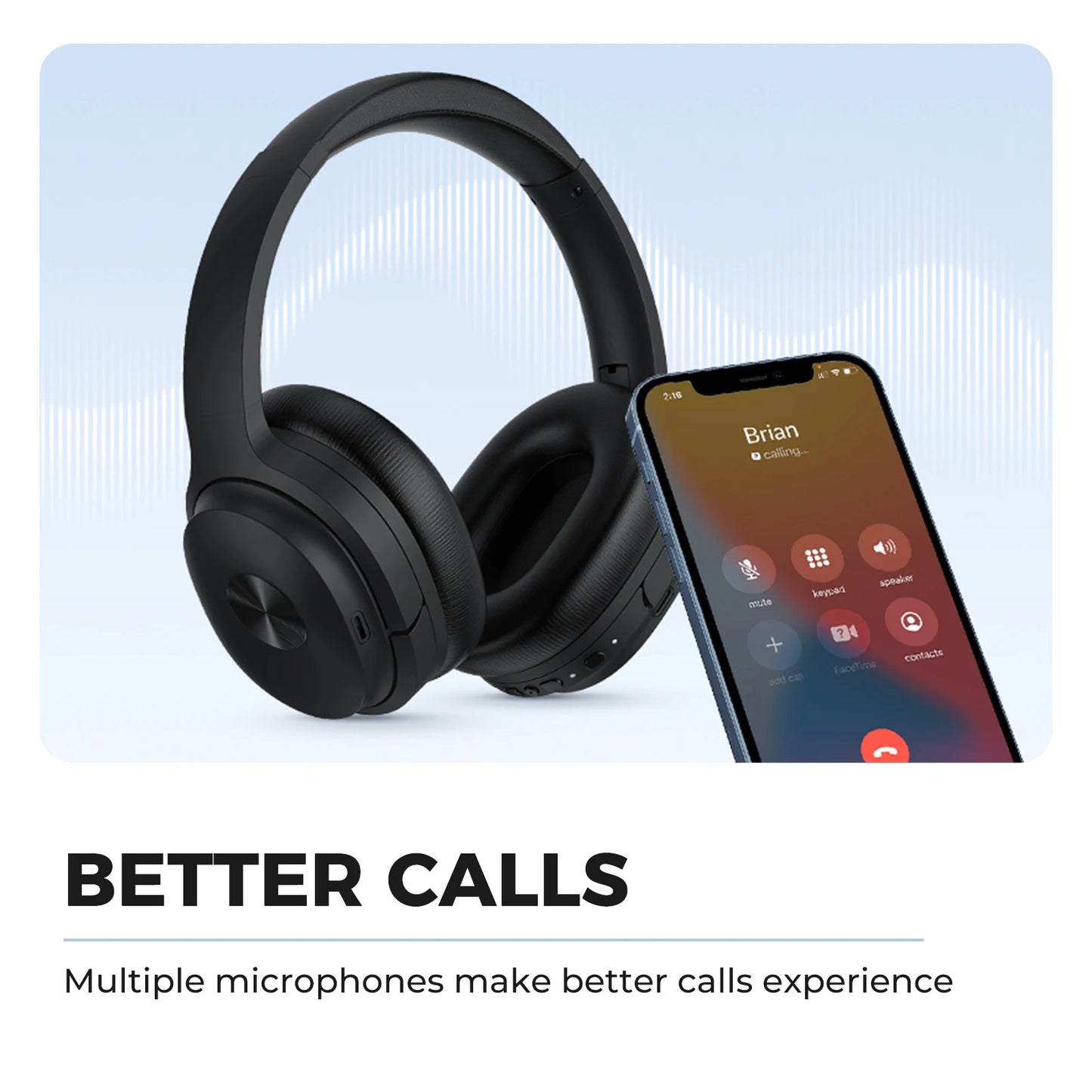 Meidong SE7 Hybrid ANC Wireless Over Ear Headphones With ENC