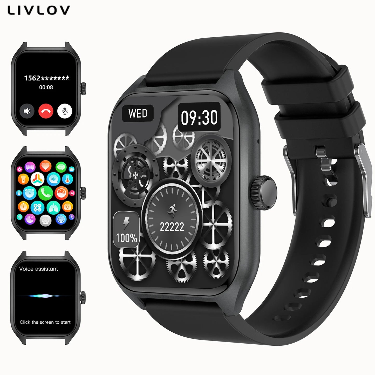 LIVLOVCP AI Voice Assistant Smartwatch Heart Rate Monitor - Arthur's Wellness Emporium