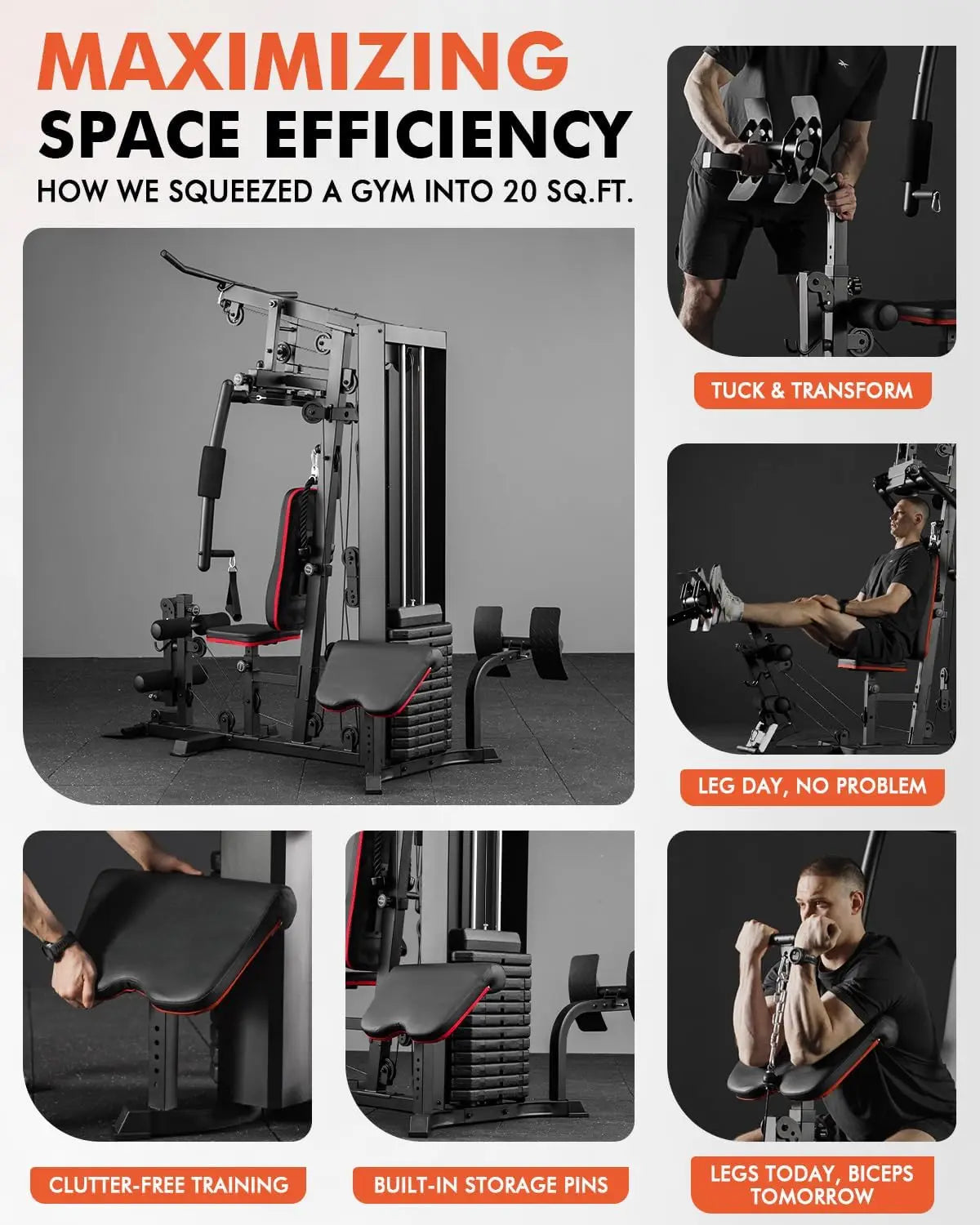 Multifunctional Home Gym with 150LBS Weight Stack
