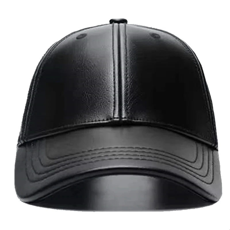 Unisex PU Leather Baseball Cap Adjustable Sunscreen - Arthur's Wellness Emporium