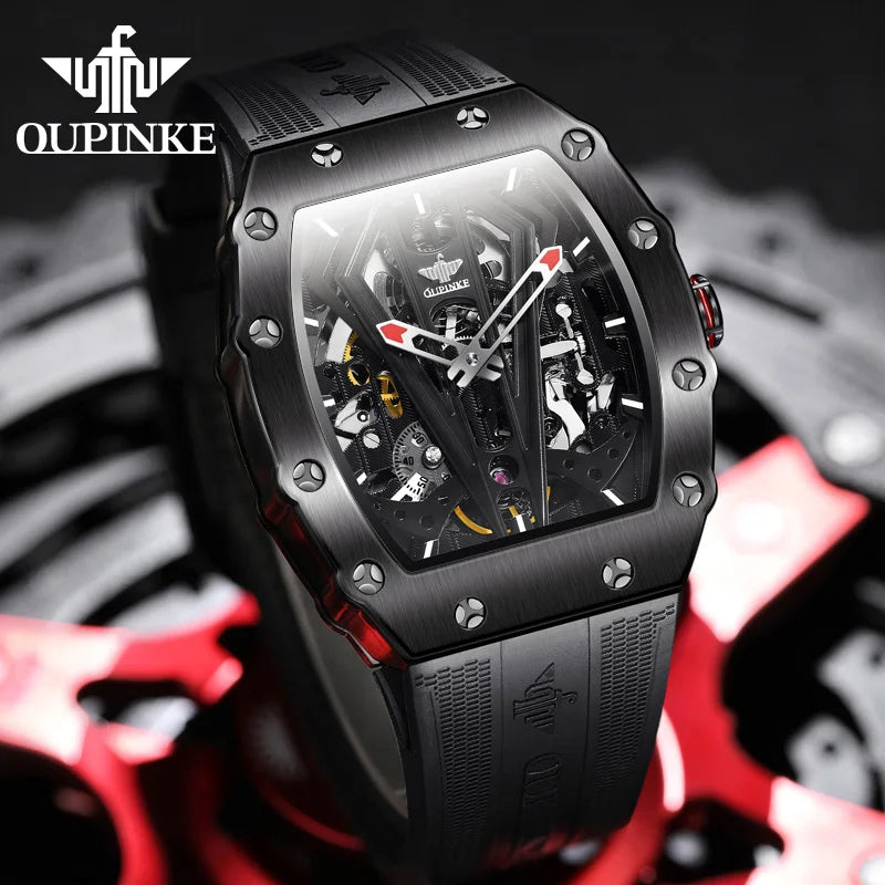 OUPINKE Men's Luxury Automatic Skeleton Watch Waterproof