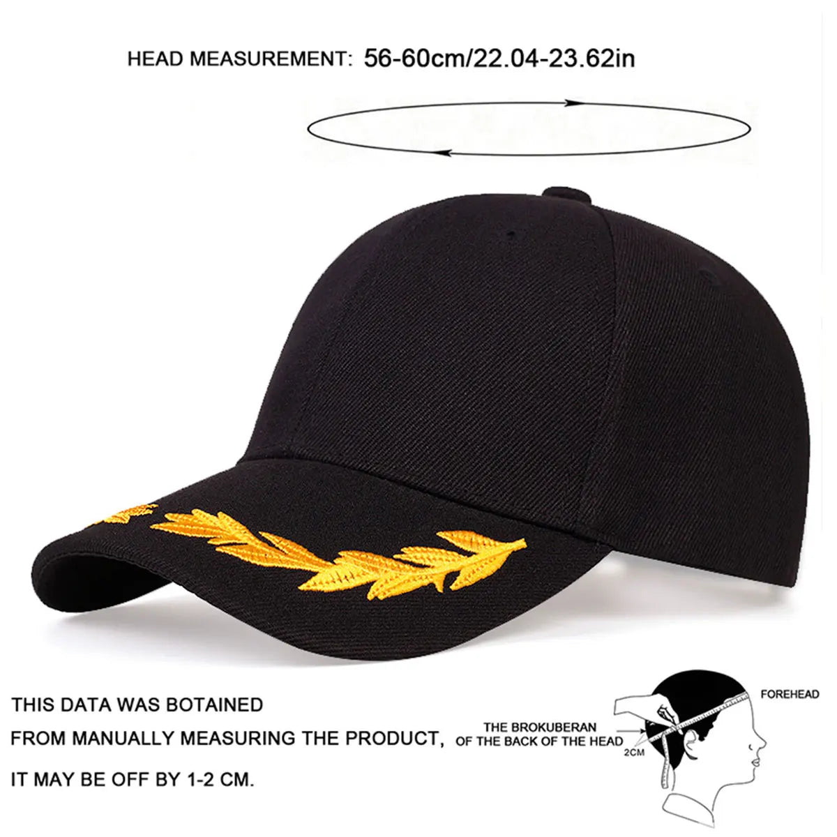 Unisex Wheat Embroidered Baseball Cap for Outdoor Travel