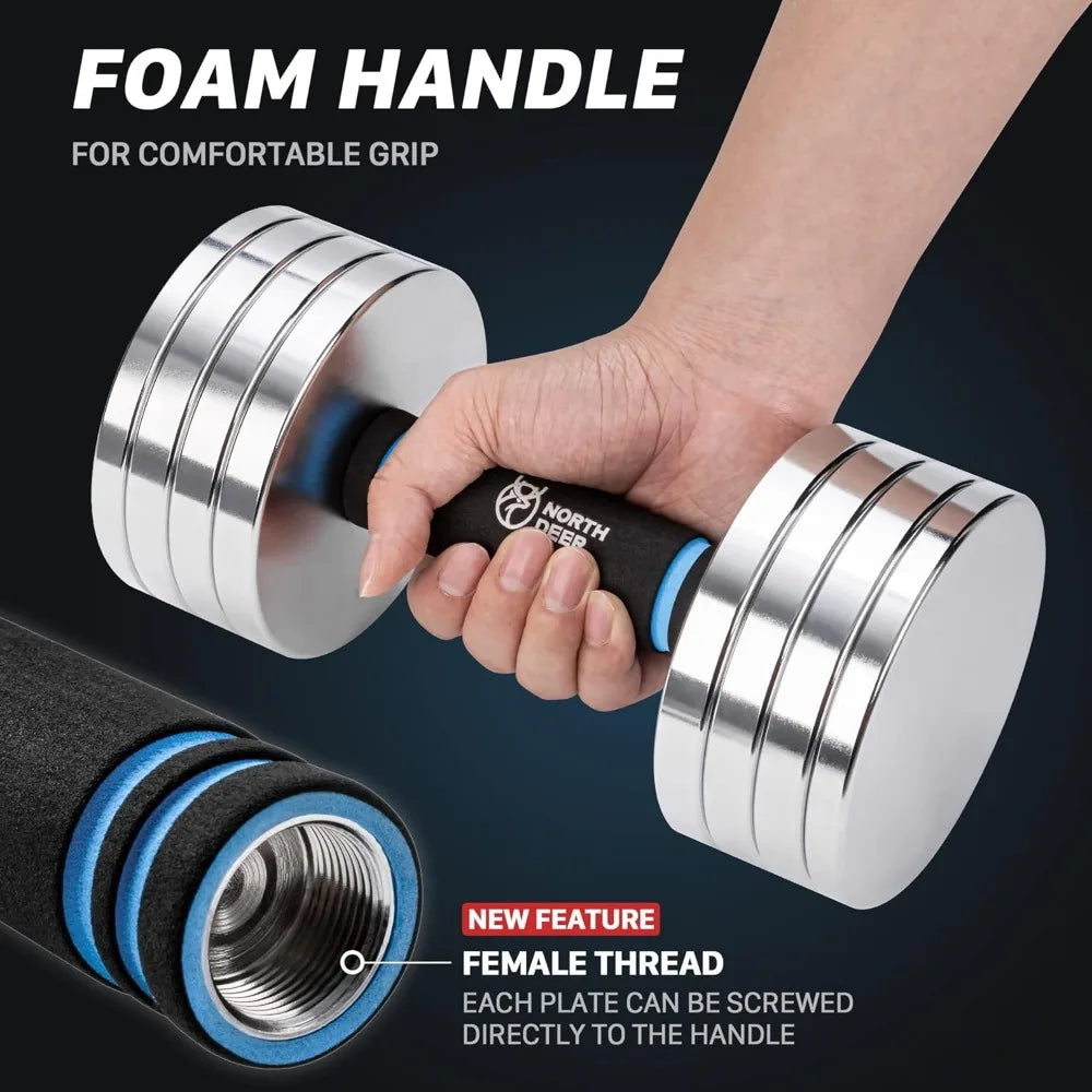 Adjustable 40LB 60LB Dumbbell Barbell Set for Home Gym