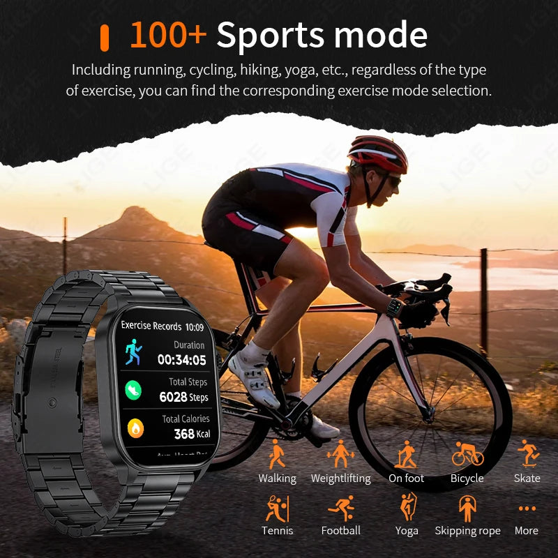 LIGE Smart Watch LED Flashlight Military Sport Waterproof