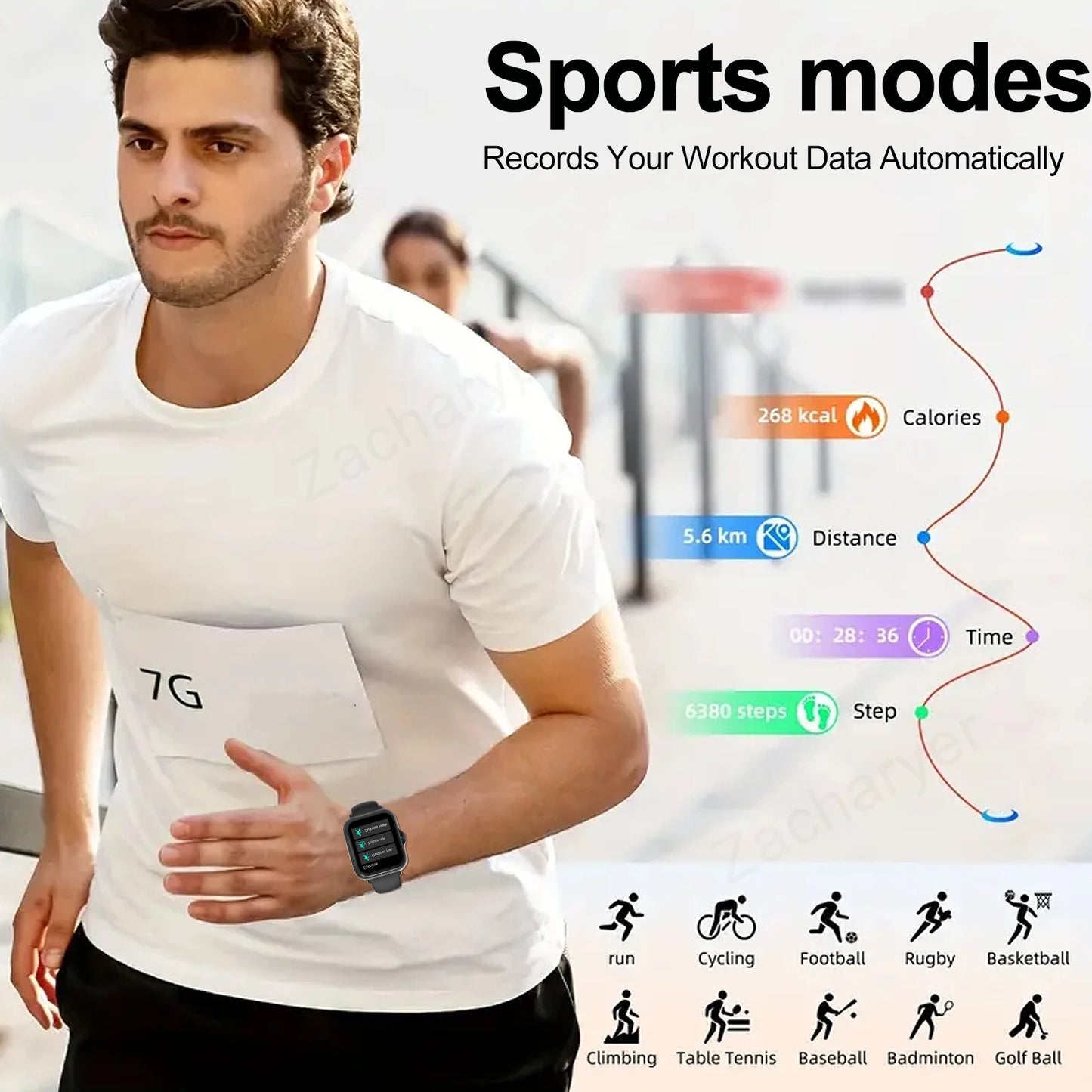 Smart Sports Watch Bluetooth Fitness Tracker for Android iPhone