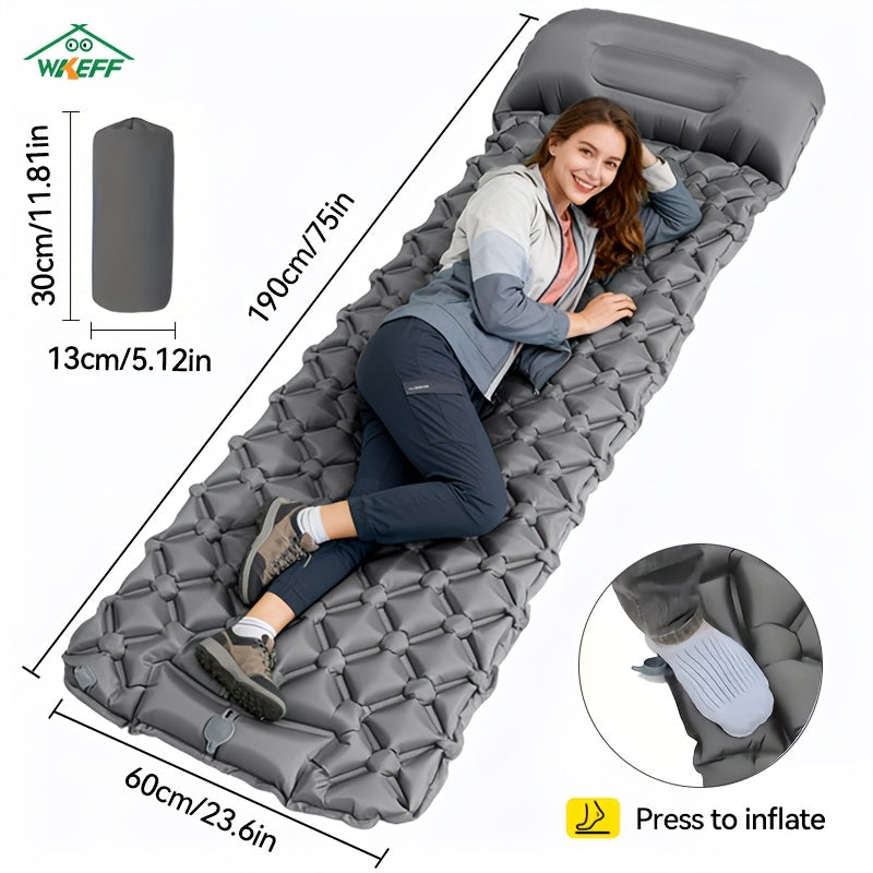 WKEFF Sleeping Pad For Camping Ultralight Inflatable Mattress With Foot Pump - Arthur's Wellness Emporium