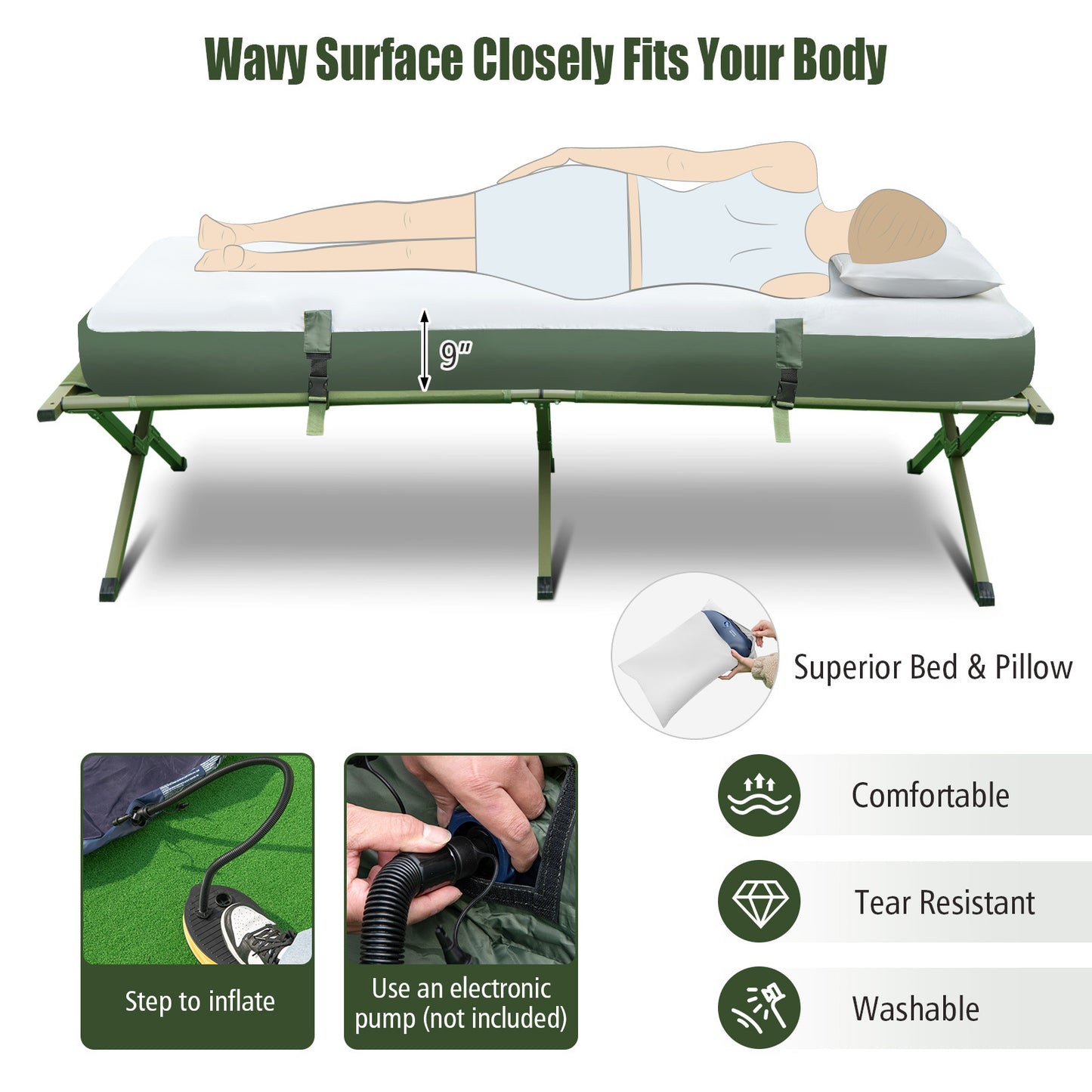 Multigot Outdoor Foldable Camping Tent Cot Five In One Pad - Arthur's Wellness Emporium