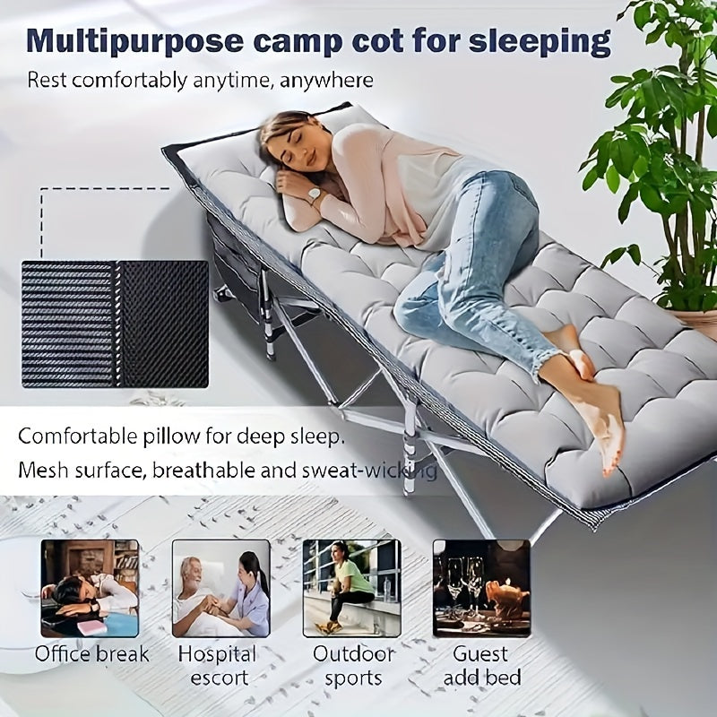 Stainless Steel Outdoor Folding Bed Camping Cot Heavy Duty 400Kg - Arthur's Wellness Emporium