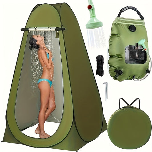 Privacy Camp Shower Kit Foldable Tent And 5Gallon Solar Shower - Arthur's Wellness Emporium