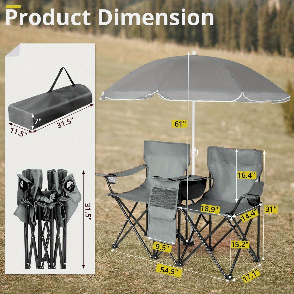 LEADZM Outdoor Fishing Chair With Umbrella For Patio - Arthur's Wellness Emporium