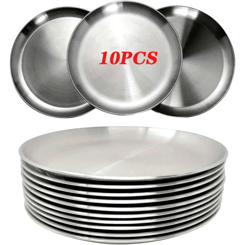 Stainless Steel Plates 10 Pieces Durable Dishwasher Safe - Arthur's Wellness Emporium