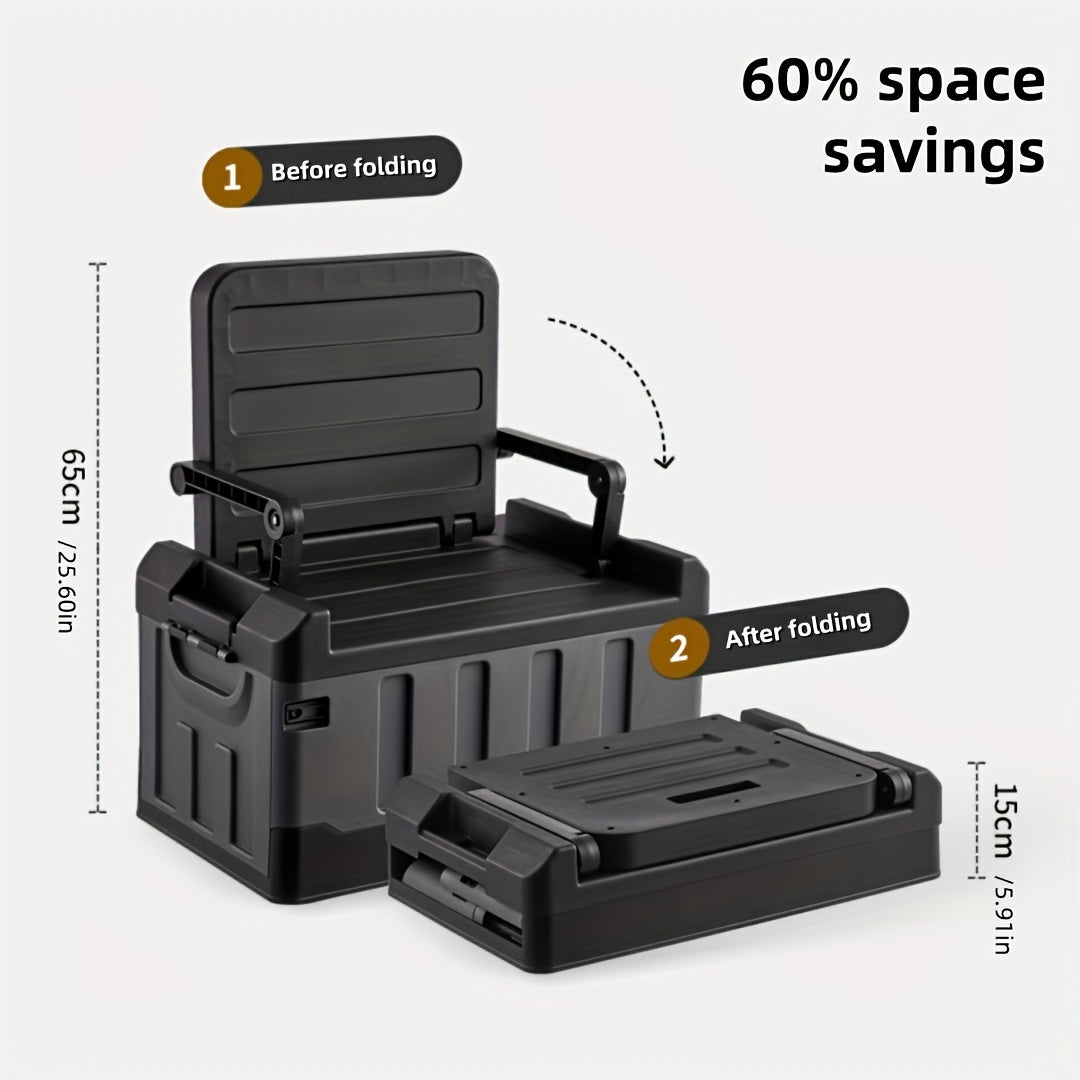 Foldable Outdoor Storage Stool With Ergonomic Backrest - Arthur's Wellness Emporium