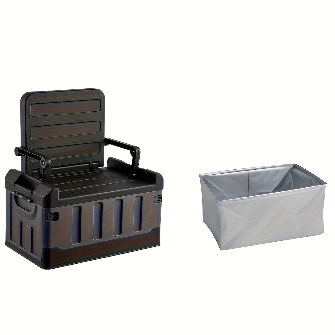 Foldable Outdoor Storage Stool With Ergonomic Backrest - Arthur's Wellness Emporium