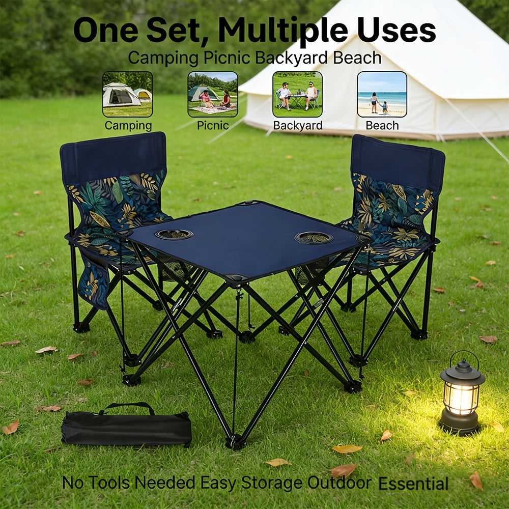 Portable Folding Camping Table And Chairs Set For Outdoor Use - Arthur's Wellness Emporium