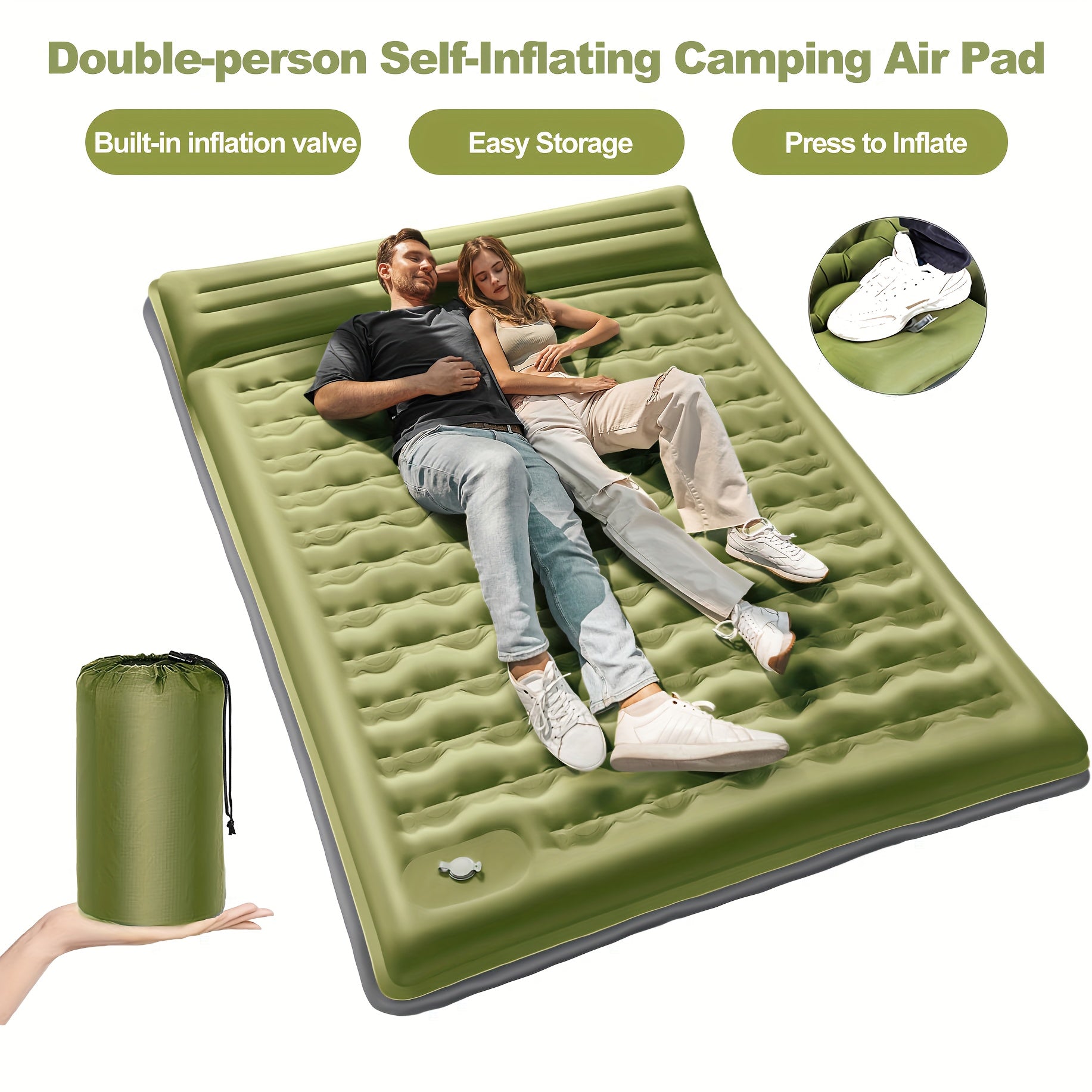 Self Inflating Sleeping Pad For Two With Built In Pump - Arthur's Wellness Emporium