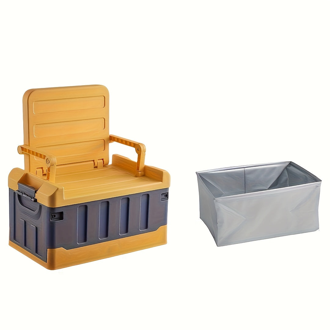 Foldable Outdoor Storage Stool With Ergonomic Backrest - Arthur's Wellness Emporium