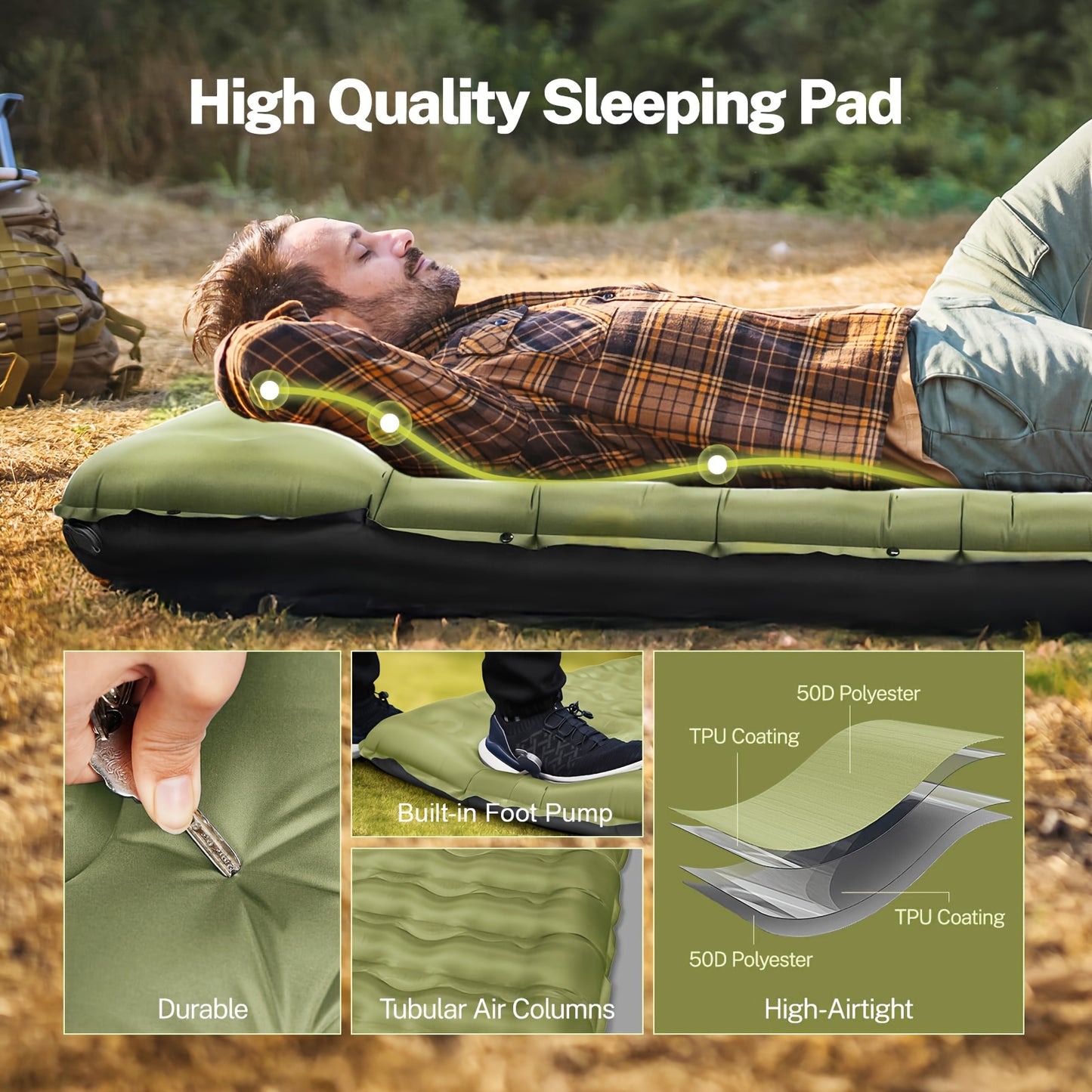 Self Inflating Sleeping Pad For Two With Built In Pump - Arthur's Wellness Emporium
