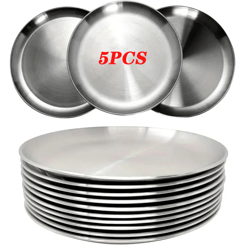 Stainless Steel Plates 10 Pieces Durable Dishwasher Safe - Arthur's Wellness Emporium