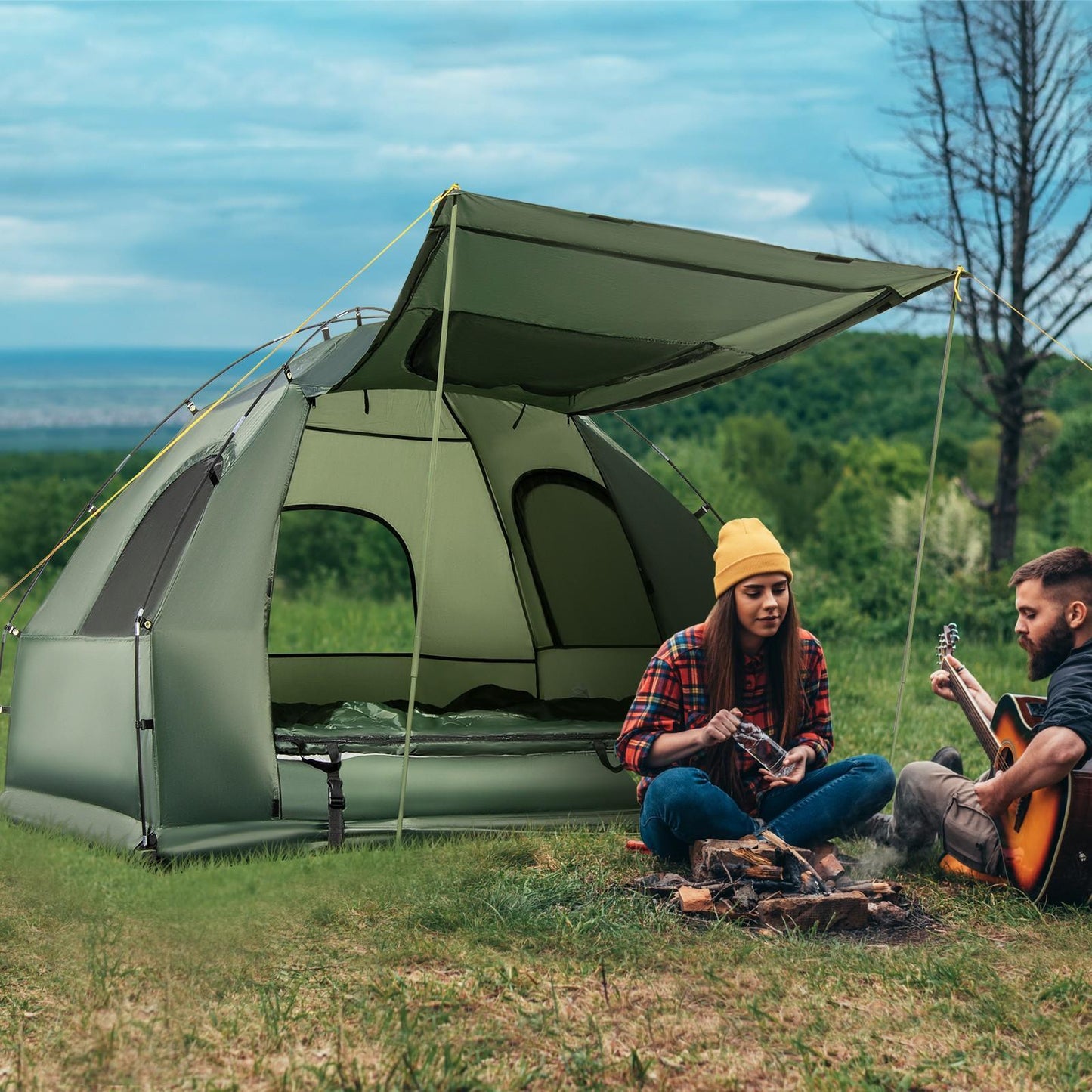 MULTIGOT Compact Portable Pop Up Tent Cot With Air Mattress - Arthur's Wellness Emporium