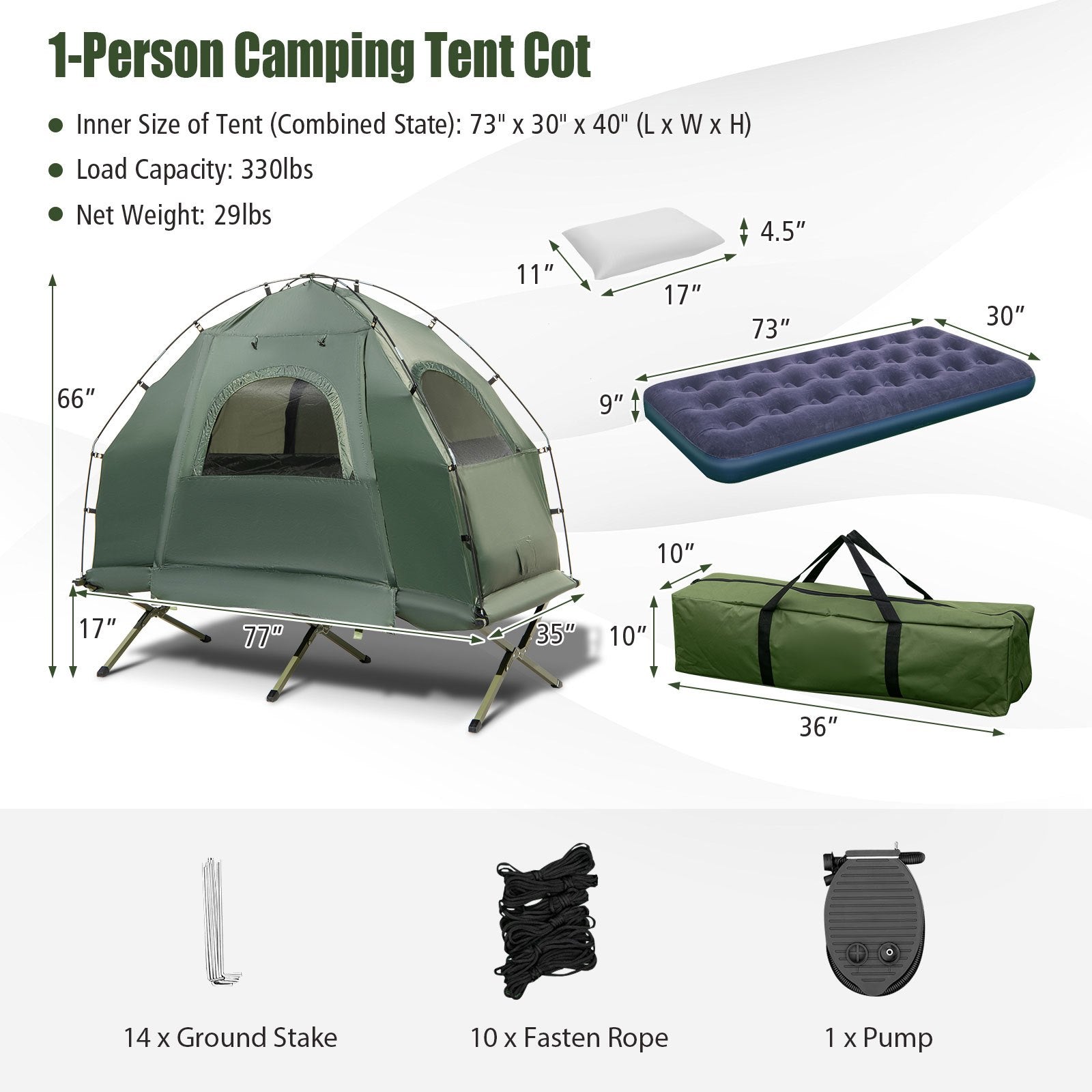 Multigot Outdoor Foldable Camping Tent Cot Five In One Pad - Arthur's Wellness Emporium