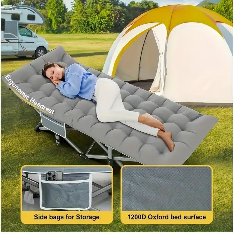 Stainless Steel Outdoor Folding Bed Camping Cot Heavy Duty 400Kg - Arthur's Wellness Emporium