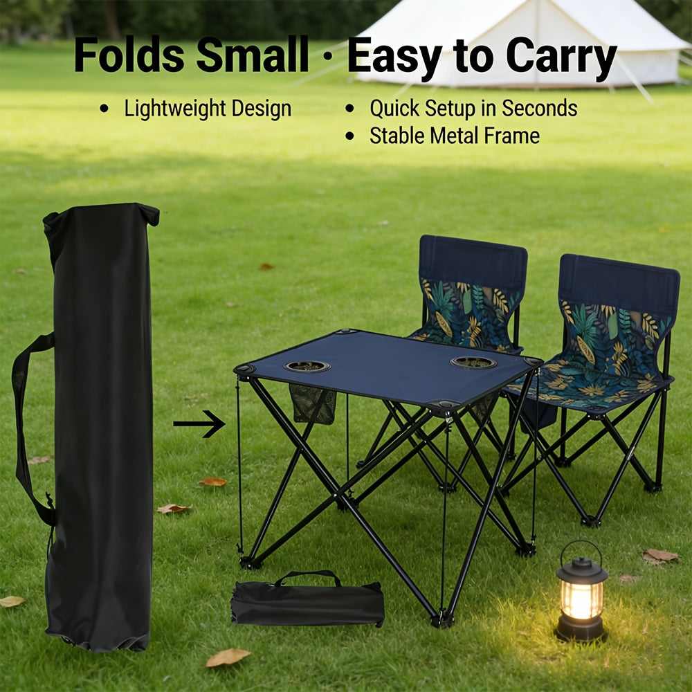 Portable Folding Camping Table And Chairs Set For Outdoor Use - Arthur's Wellness Emporium