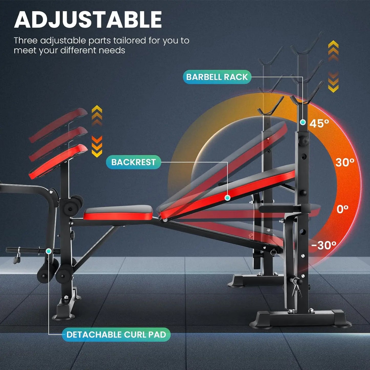 6 In 1 Weight Bench Set With Squat Rack And Barbell Rack - Arthur's Wellness Emporium