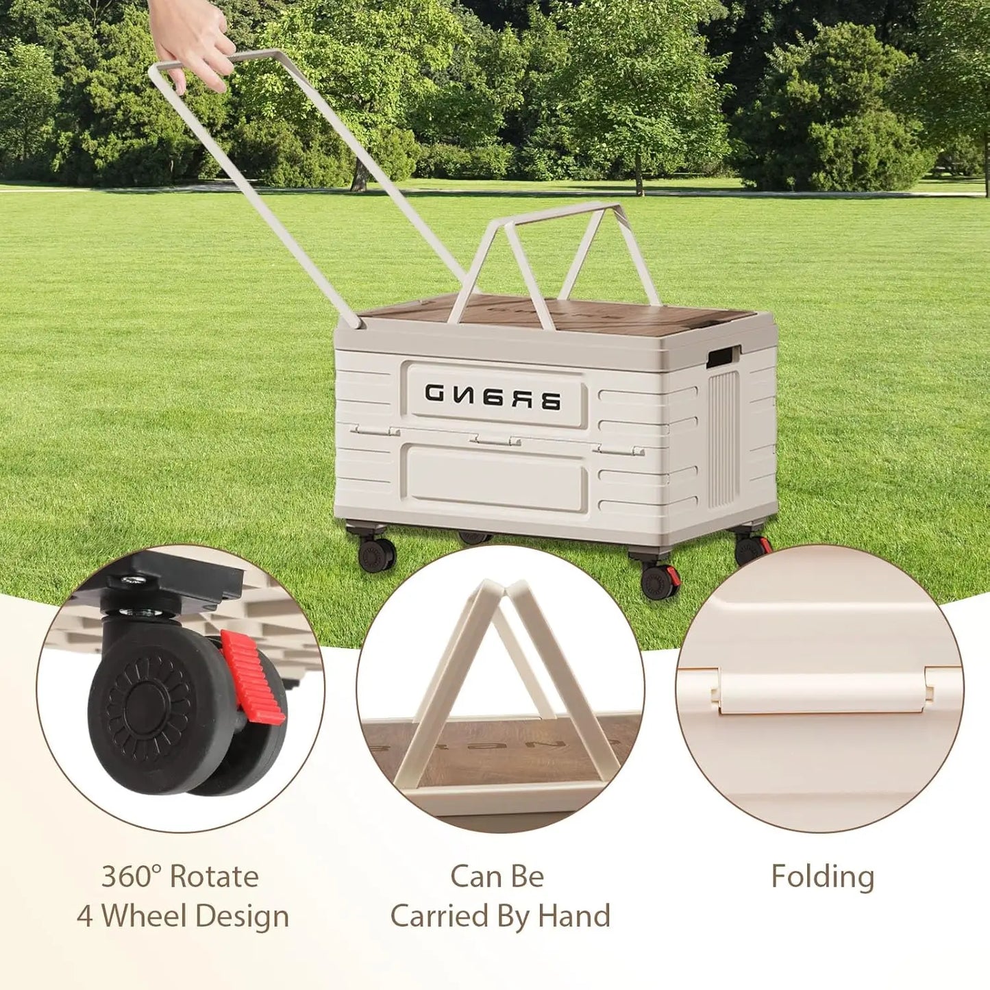 360 Rotating Foldable Storage Cart Heavy Duty Organizer Silent Wheels - Arthur's Wellness Emporium