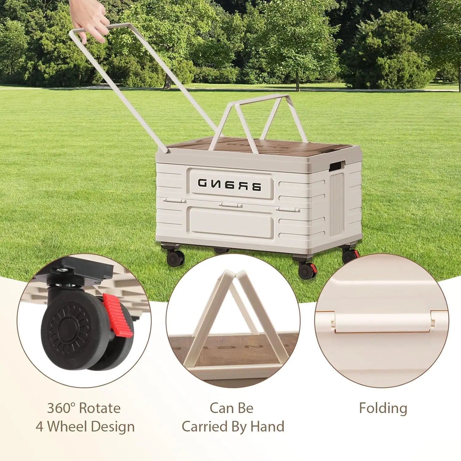 360 Rotating Foldable Storage Cart Heavy Duty Organizer Silent Wheels - Arthur's Wellness Emporium