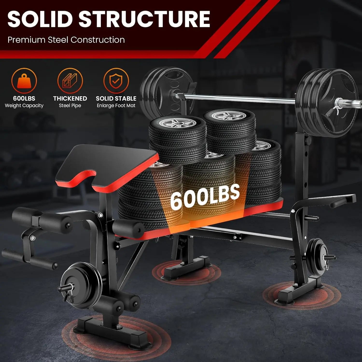 6 In 1 Weight Bench Set With Squat Rack And Barbell Rack - Arthur's Wellness Emporium