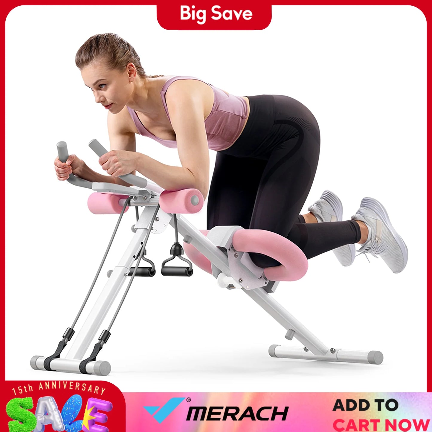 MERACH Ab Machine Adjustable Trainer Foldable Knee Support